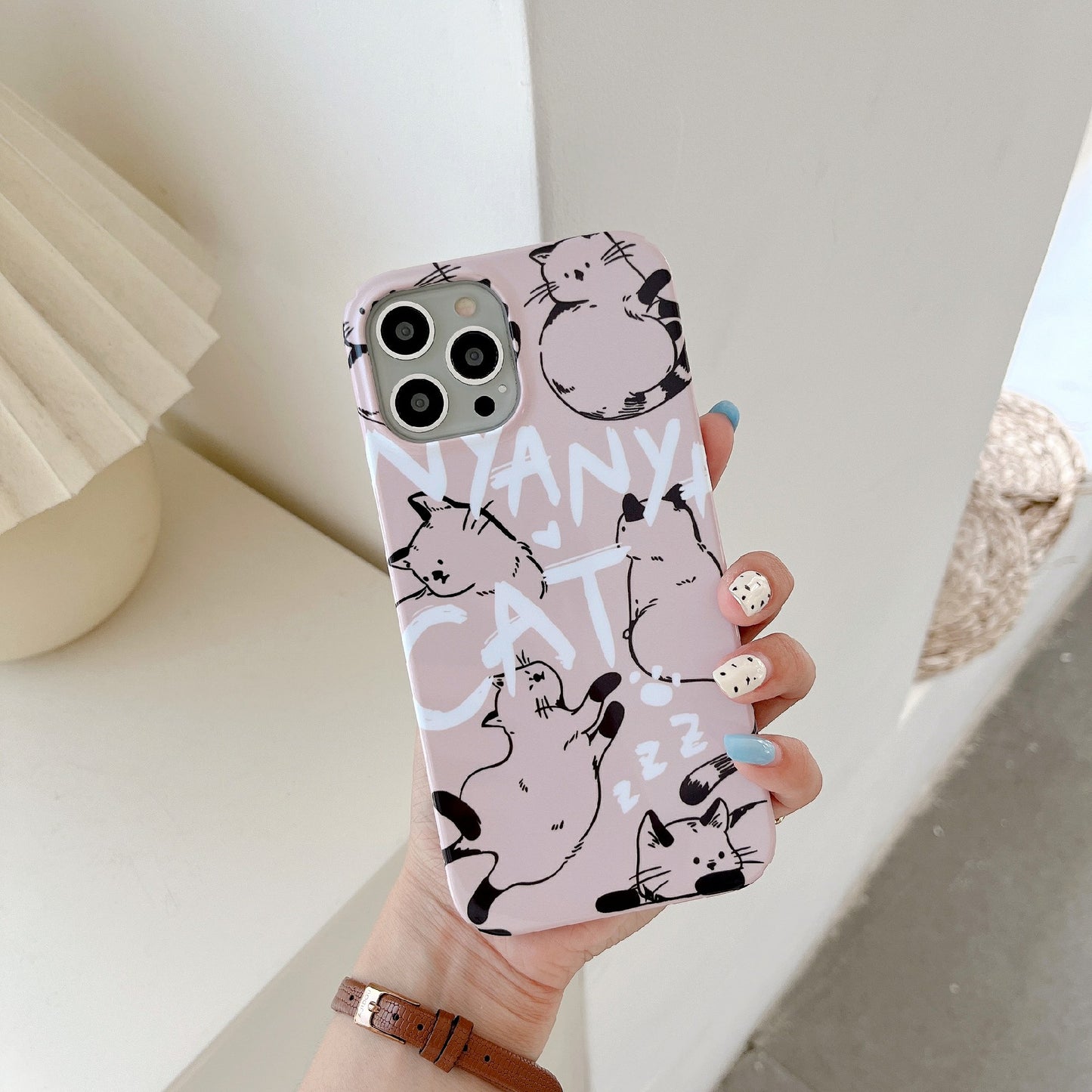 Uniqkart for iPhone 12 Pro Max 6.7 inch Hard PC Phone Case Pattern Printing Protective Glossy Phone Shell - Cat
