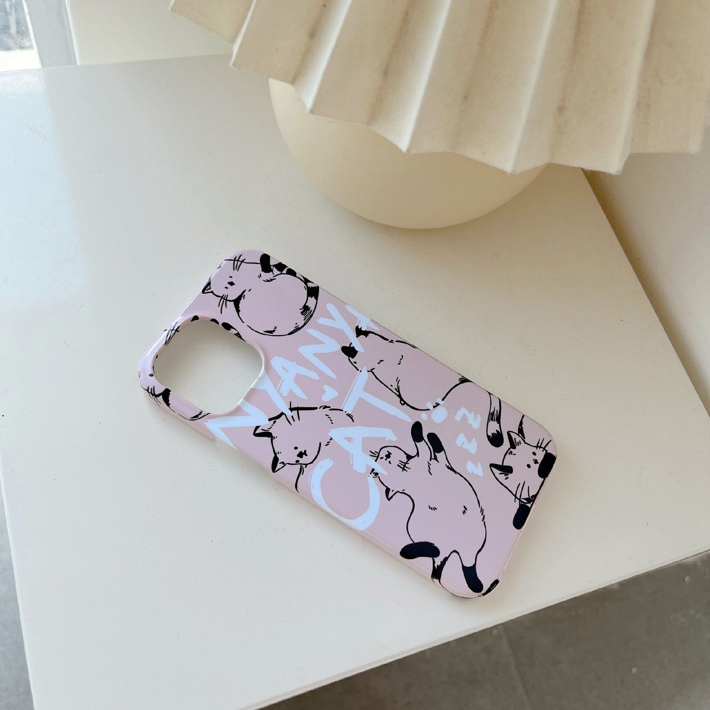 Uniqkart for iPhone 12 Pro Max 6.7 inch Hard PC Phone Case Pattern Printing Protective Glossy Phone Shell - Cat