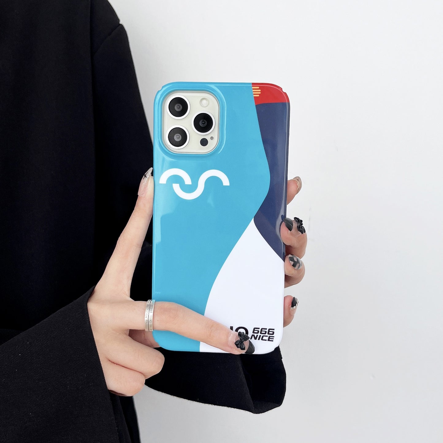 Uniqkart for iPhone 12 Pro Max 6.7 inch Hard PC Phone Case Pattern Printing Protective Glossy Phone Shell - Blue Matching