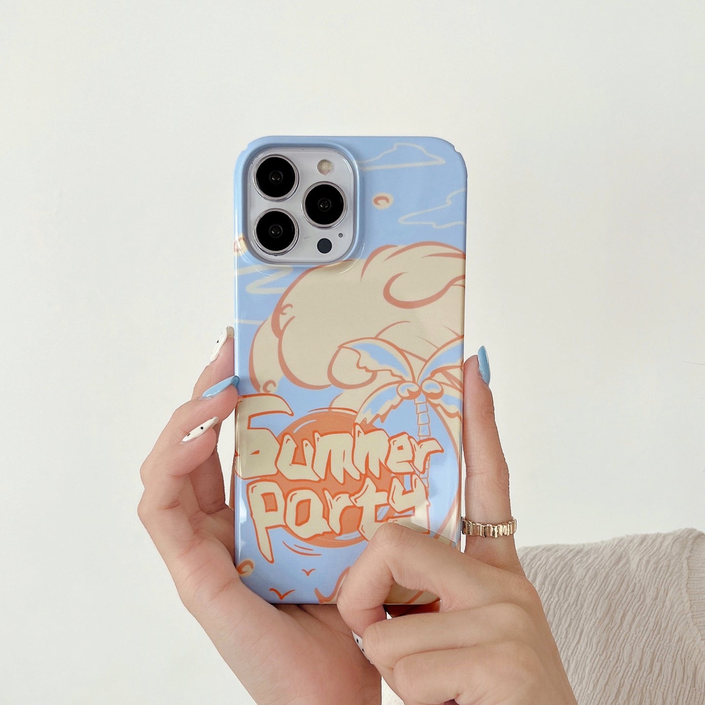 Uniqkart for iPhone 12 Pro Max 6.7 inch Hard PC Phone Case Pattern Printing Protective Glossy Phone Shell - Summer Party