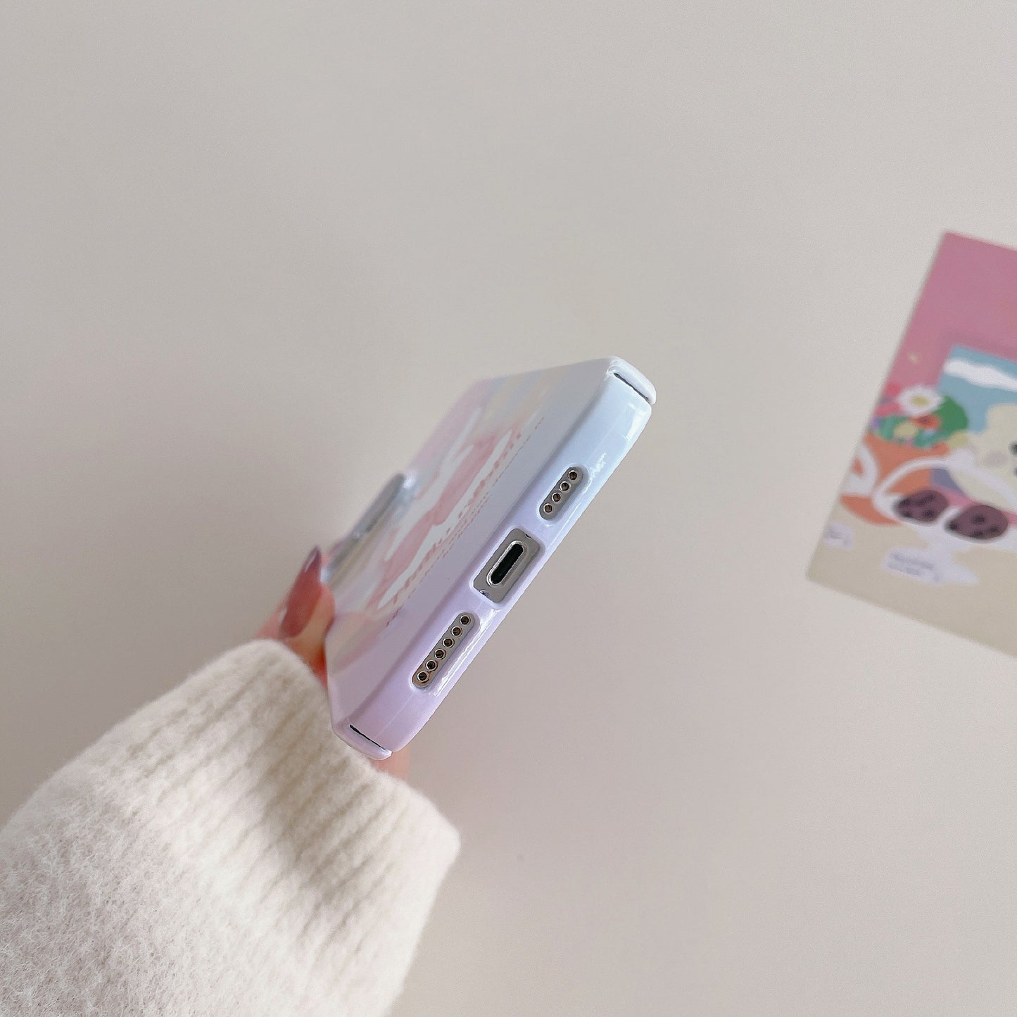 Uniqkart for iPhone 12 Pro Max 6.7 inch Hard PC Phone Case Pattern Printing Protective Glossy Phone Shell - Bowknot Rabbit