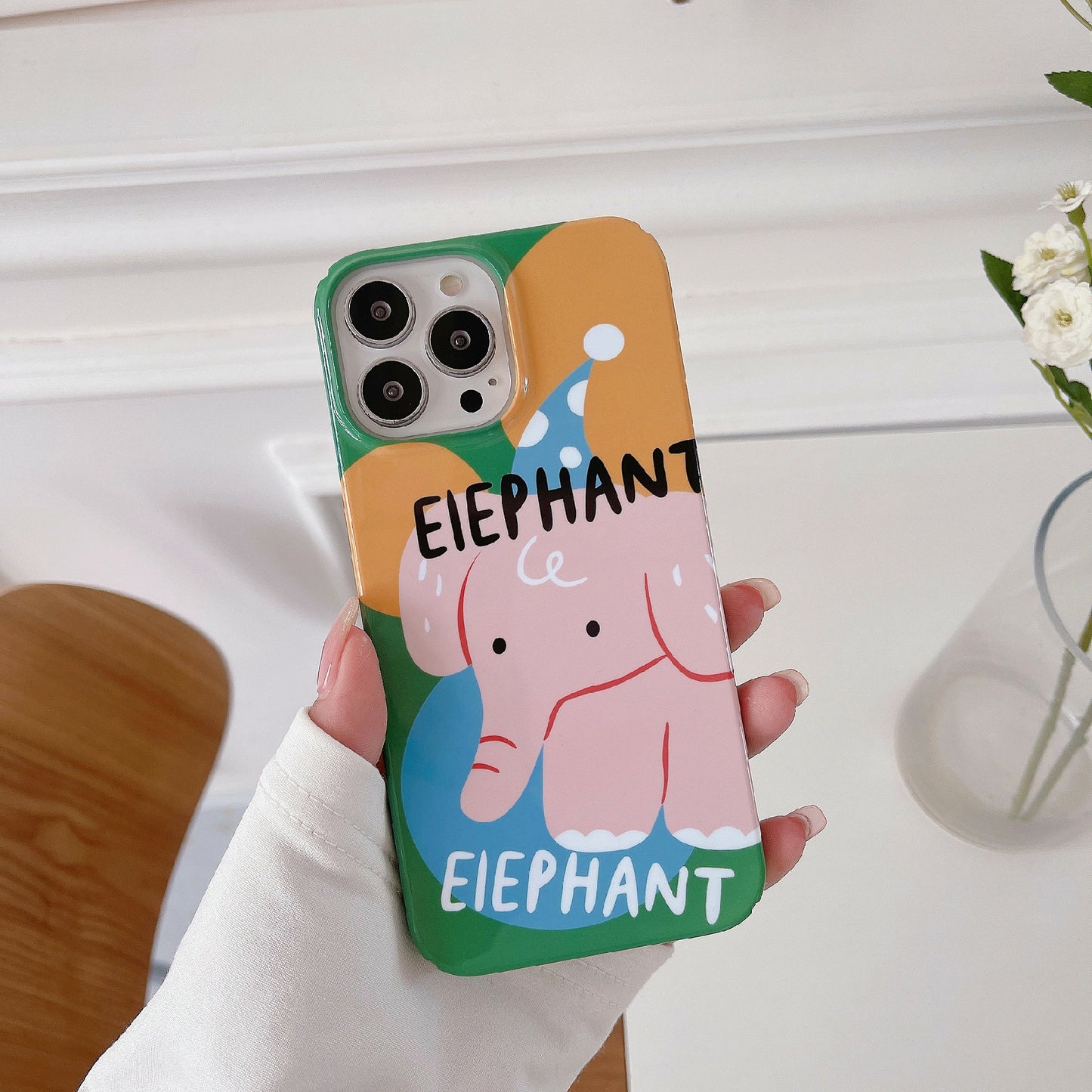 Uniqkart for iPhone 12 Pro Max 6.7 inch Hard PC Phone Case Pattern Printing Protective Glossy Phone Shell - Elephant