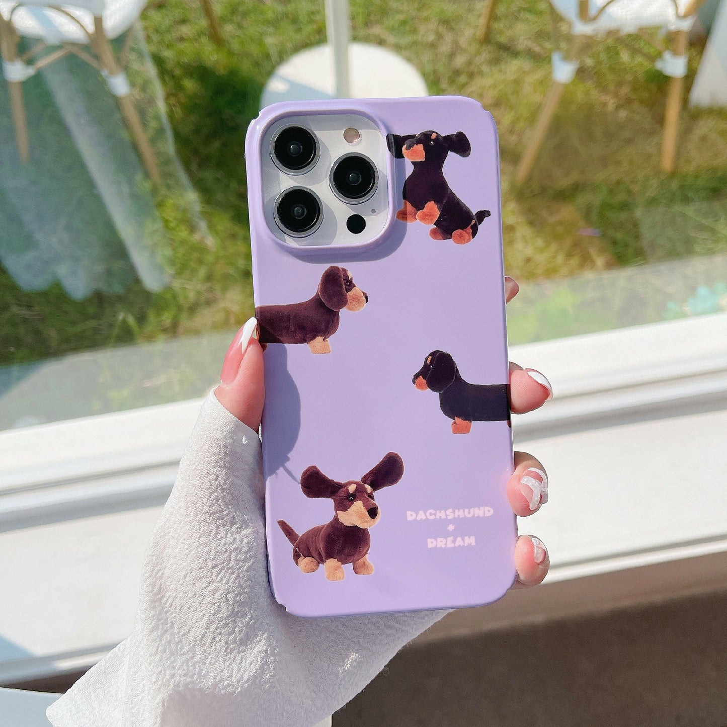 Hard PC Phone Cover for iPhone 12 Pro 6.1 inch Pattern Printing Anti-Drop Glossy Phone Case - Dachshund Dog