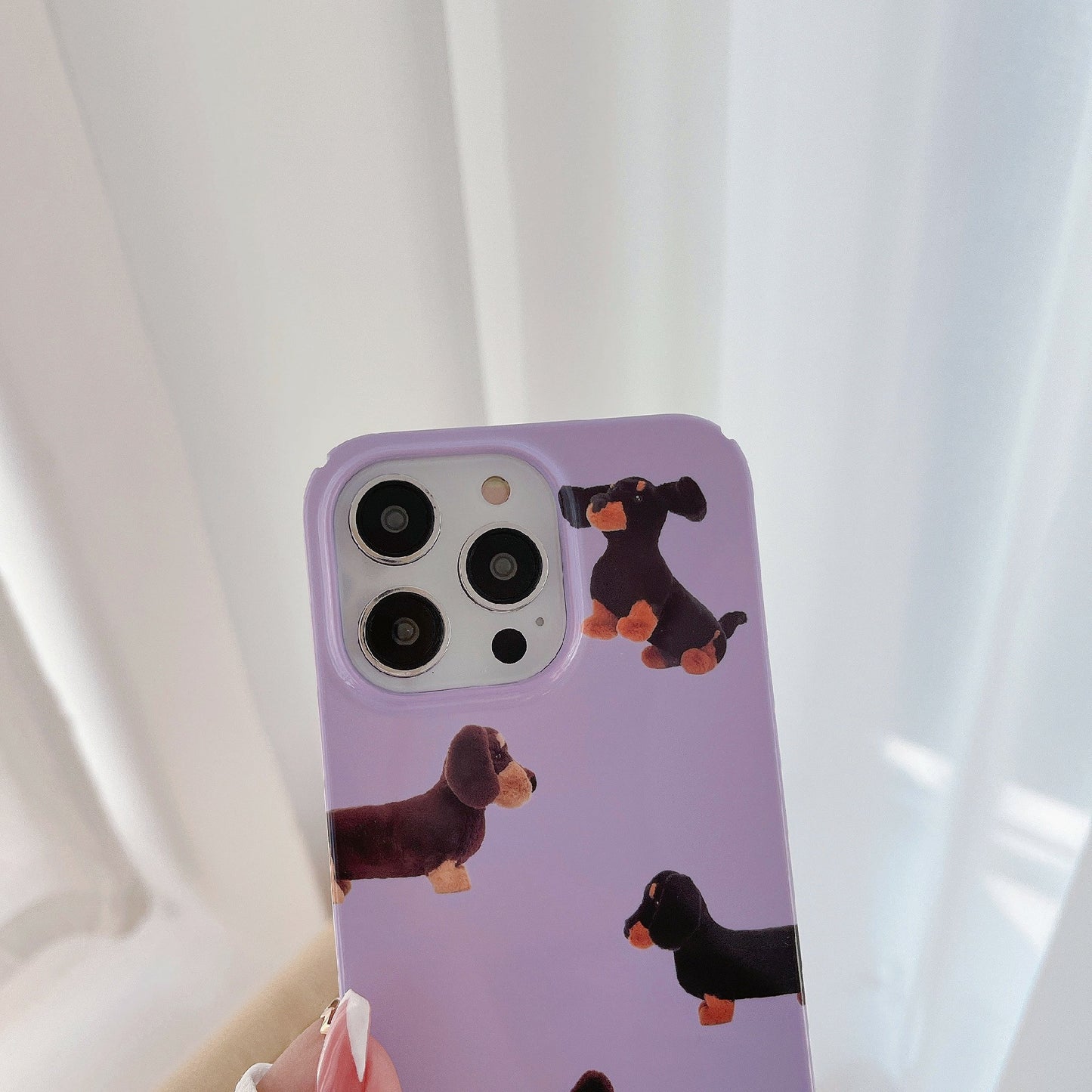 Hard PC Phone Cover for iPhone 12 Pro 6.1 inch Pattern Printing Anti-Drop Glossy Phone Case - Dachshund Dog