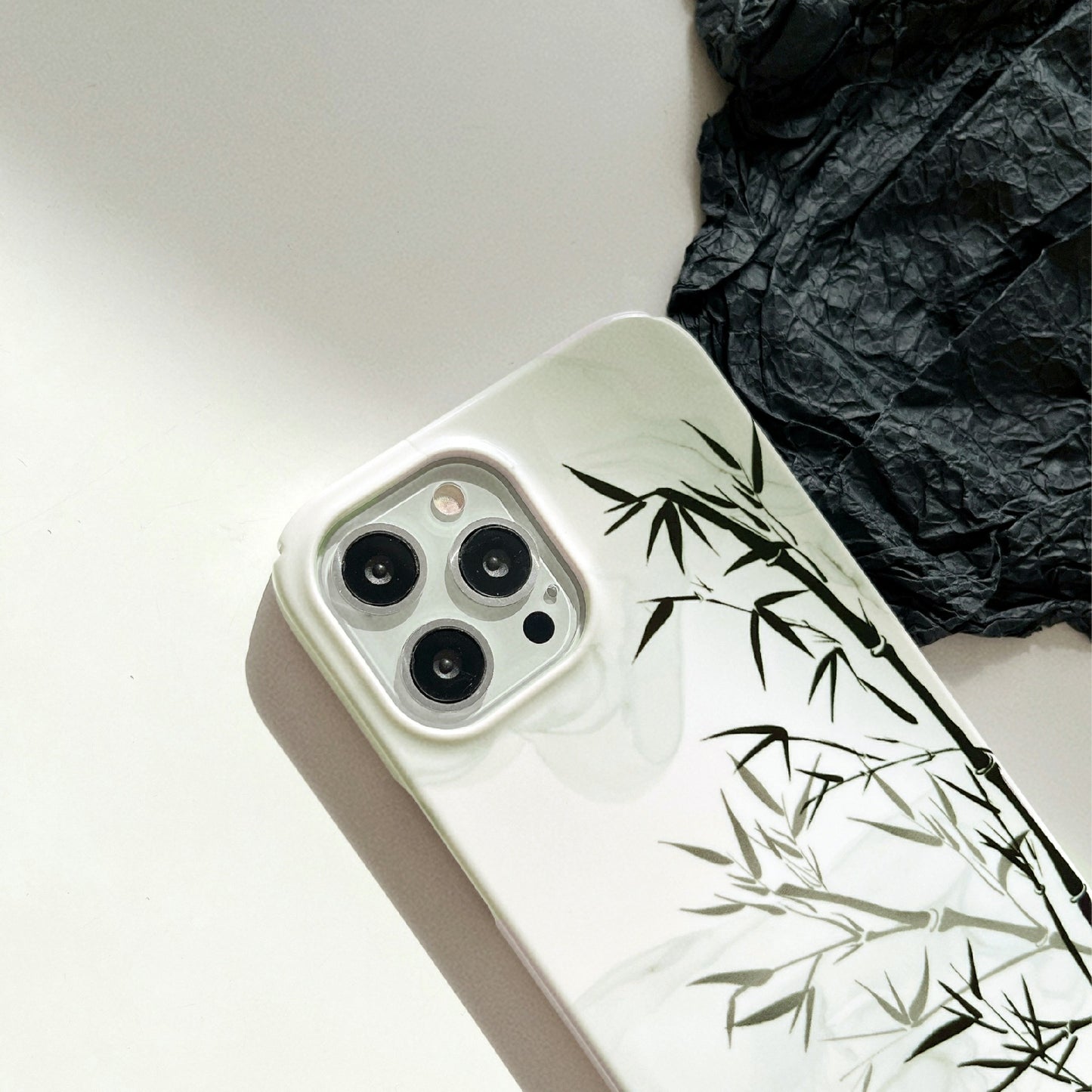 Hard PC Phone Cover for iPhone 12 Pro 6.1 inch Pattern Printing Anti-Drop Glossy Phone Case - Bamboo Ink Painting