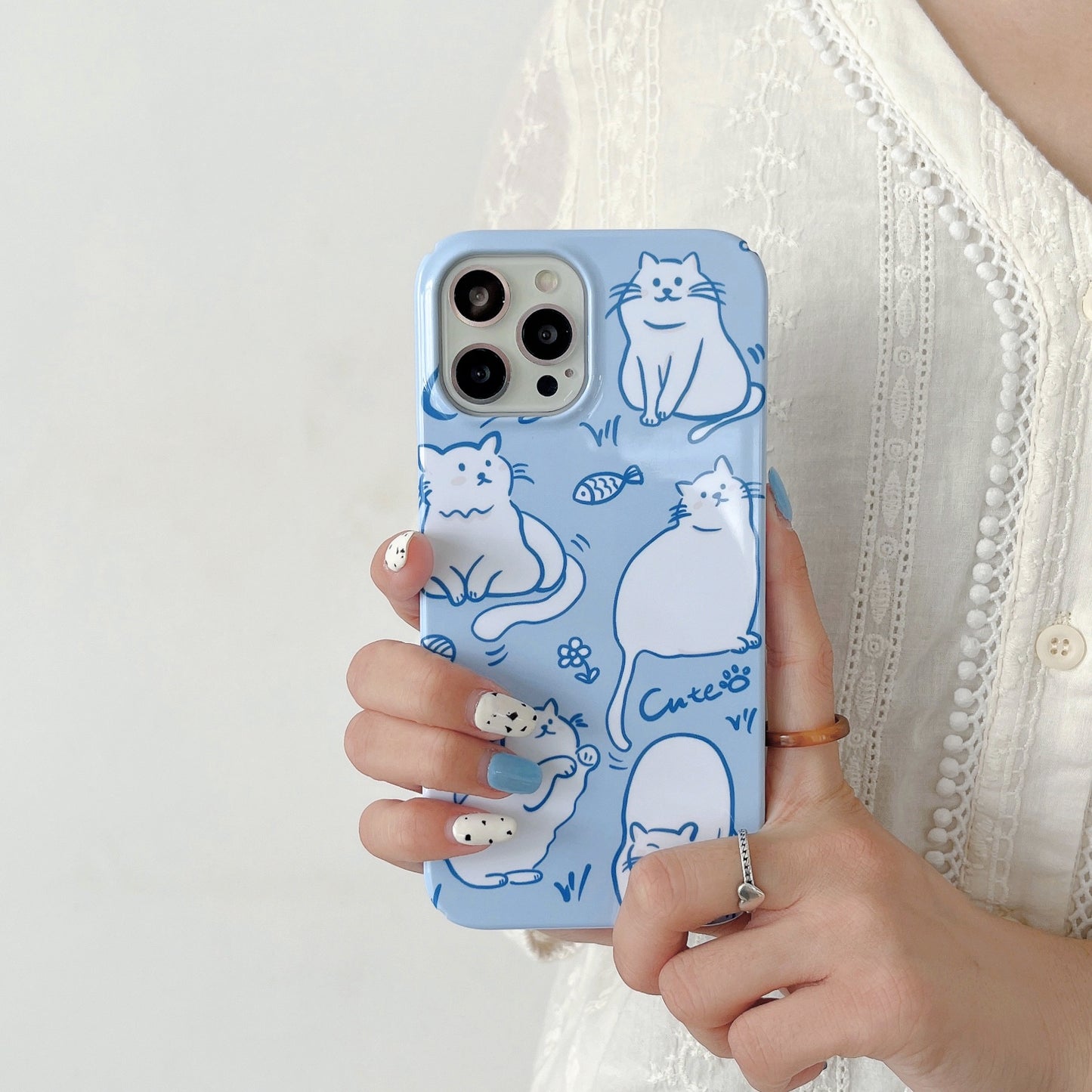 Hard PC Phone Cover for iPhone 12 Pro 6.1 inch Pattern Printing Anti-Drop Glossy Phone Case - Cute Cats
