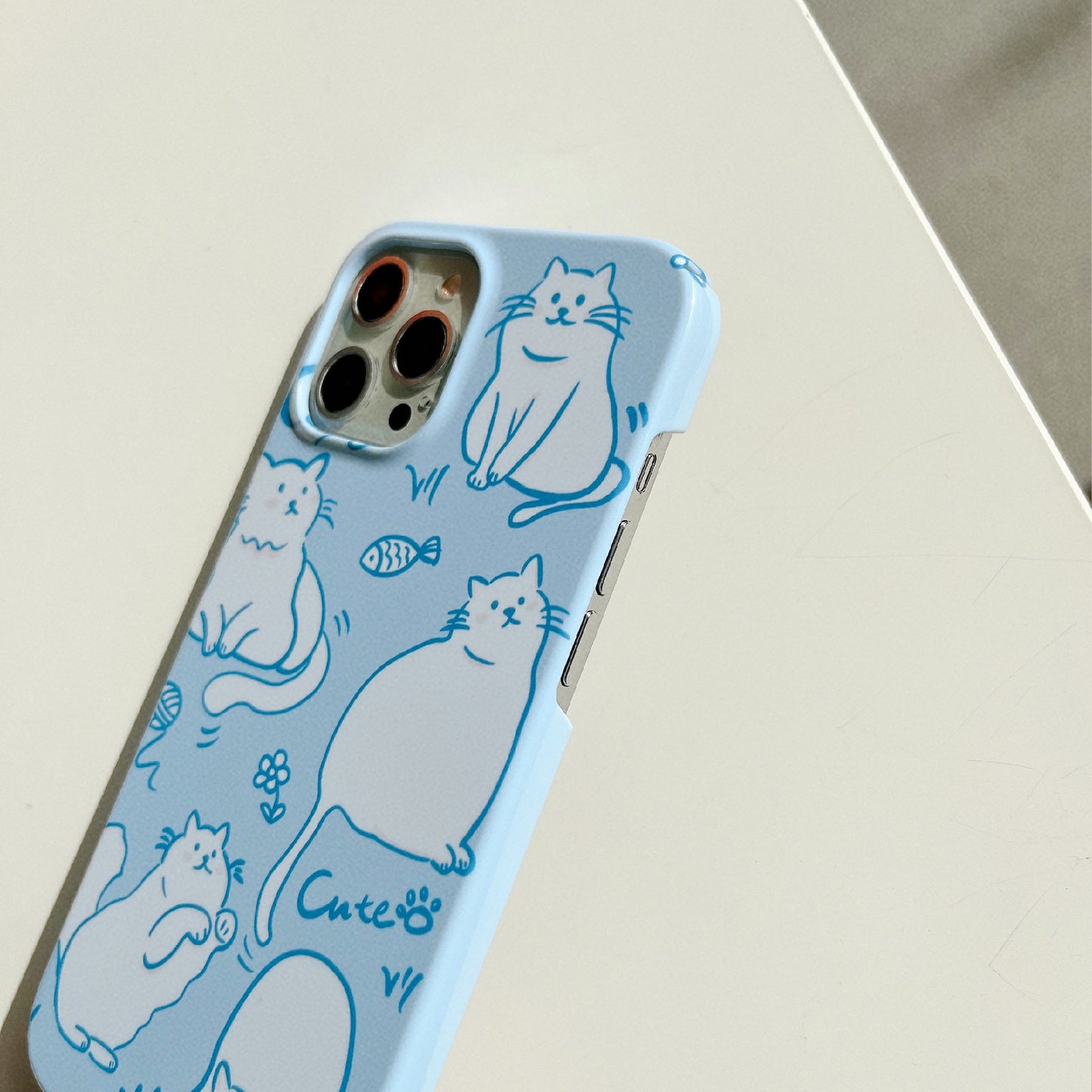 Hard PC Phone Cover for iPhone 12 Pro 6.1 inch Pattern Printing Anti-Drop Glossy Phone Case - Cute Cats