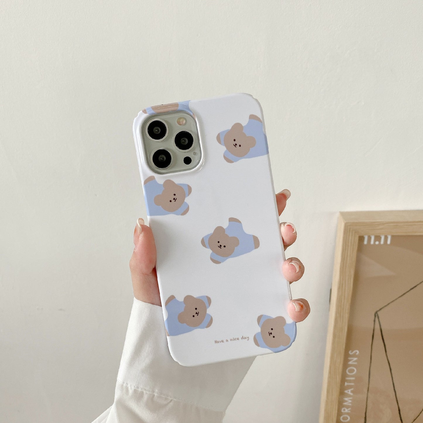 Hard PC Phone Cover for iPhone 12 Pro 6.1 inch Pattern Printing Anti-Drop Glossy Phone Case - Bears