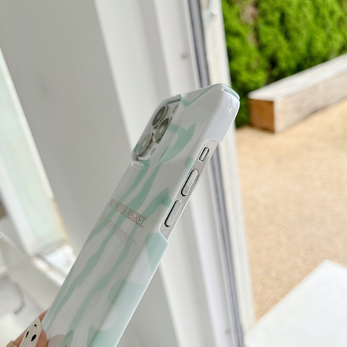 Hard PC Phone Cover for iPhone 12 Pro 6.1 inch Pattern Printing Anti-Drop Glossy Phone Case - Matcha Green Water Ripple