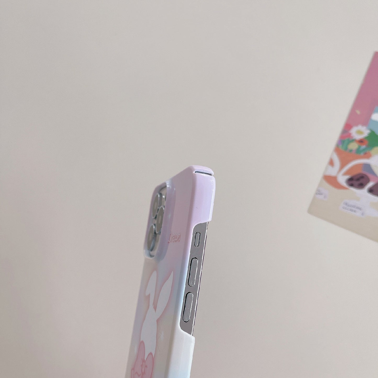 Hard PC Phone Cover for iPhone 12 Pro 6.1 inch Pattern Printing Anti-Drop Glossy Phone Case - Bowknot Rabbit