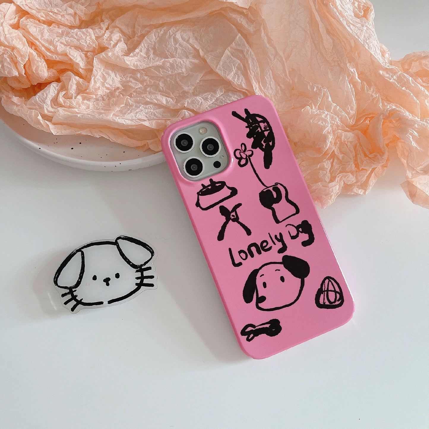 Hard PC Phone Cover for iPhone 12 Pro 6.1 inch Pattern Printing Anti-Drop Glossy Phone Case - Lonely Dog