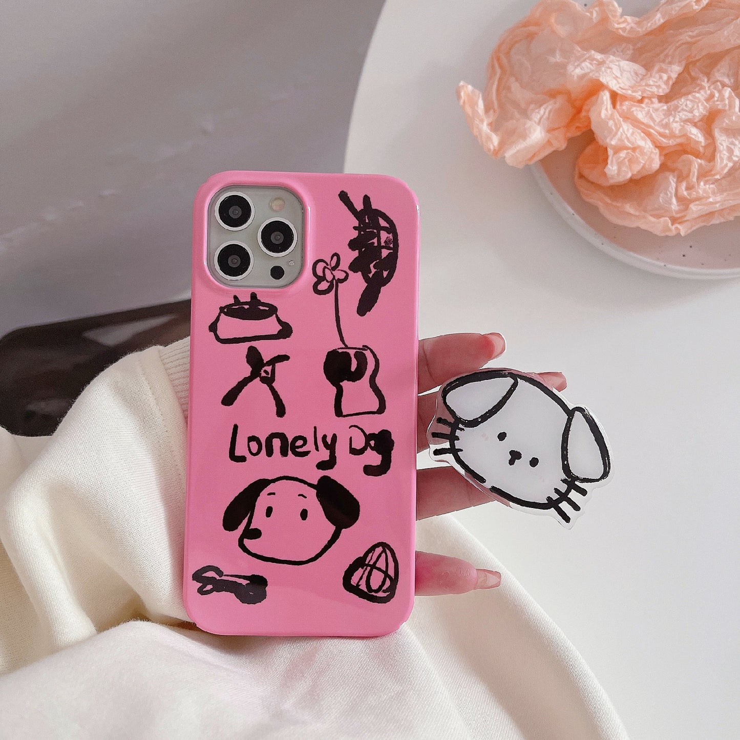 Hard PC Phone Cover for iPhone 12 Pro 6.1 inch Pattern Printing Anti-Drop Glossy Phone Case - Lonely Dog