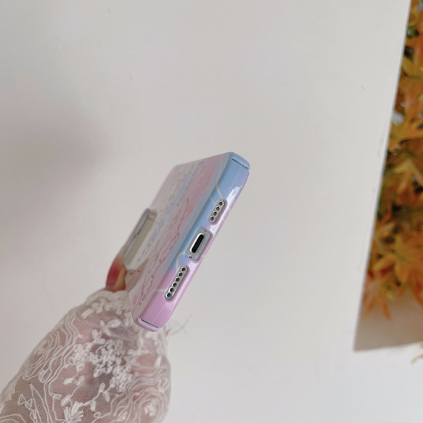 Hard PC Phone Cover for iPhone 12 Pro 6.1 inch Pattern Printing Anti-Drop Glossy Phone Case - Line Rabbit