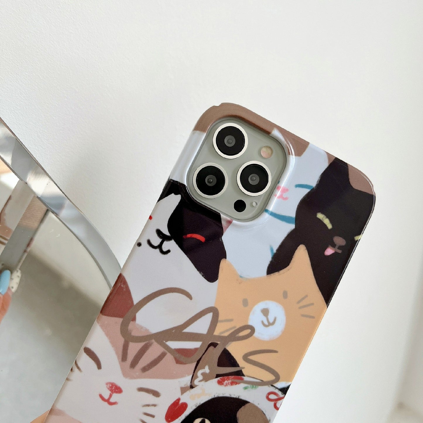 Hard PC Phone Cover for iPhone 12 Pro 6.1 inch Pattern Printing Anti-Drop Glossy Phone Case - Stacking Cats