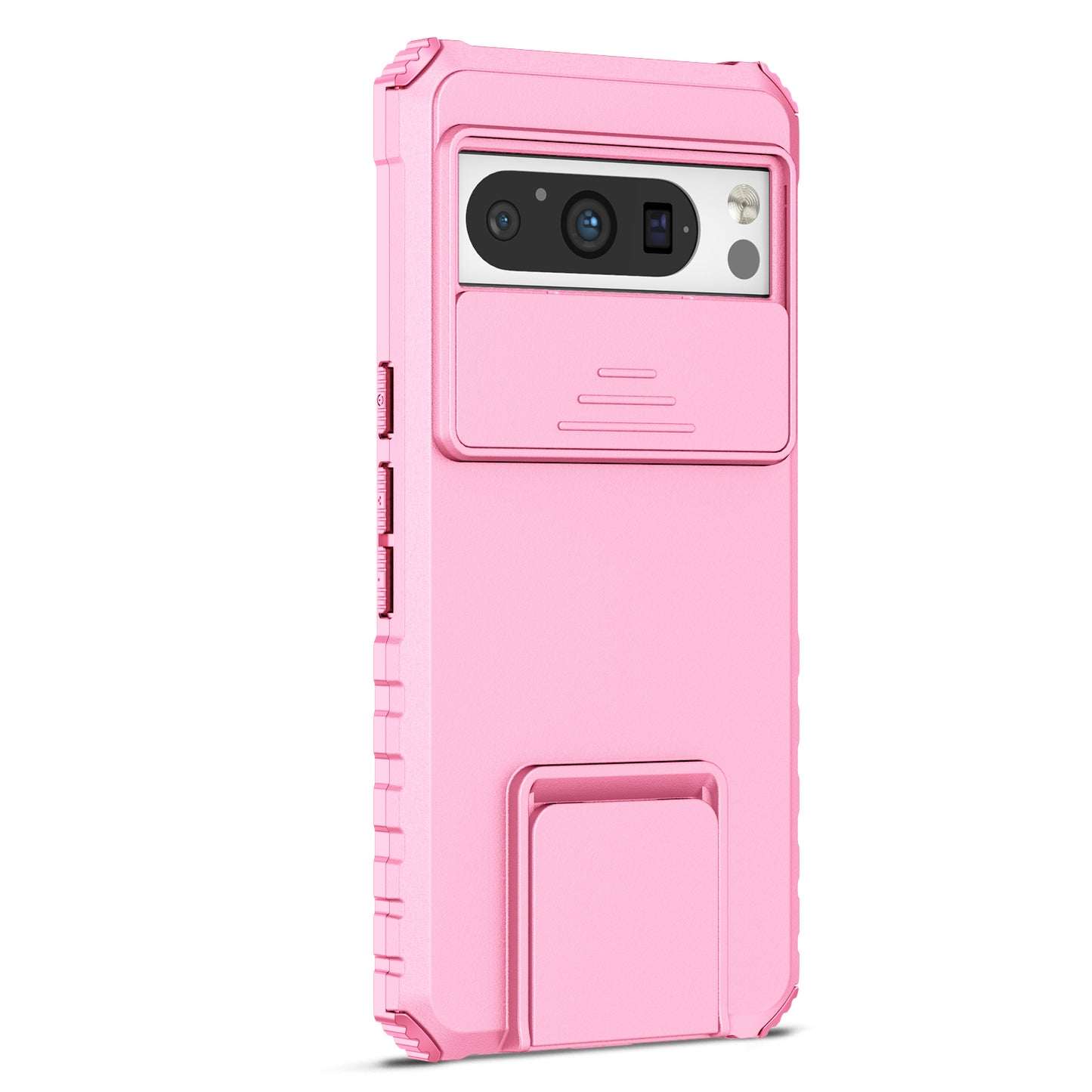 Uniqkart for Google Pixel 8 Pro PC + TPU Phone Protector with Slide Camera Cover Kickstand Case - Pink