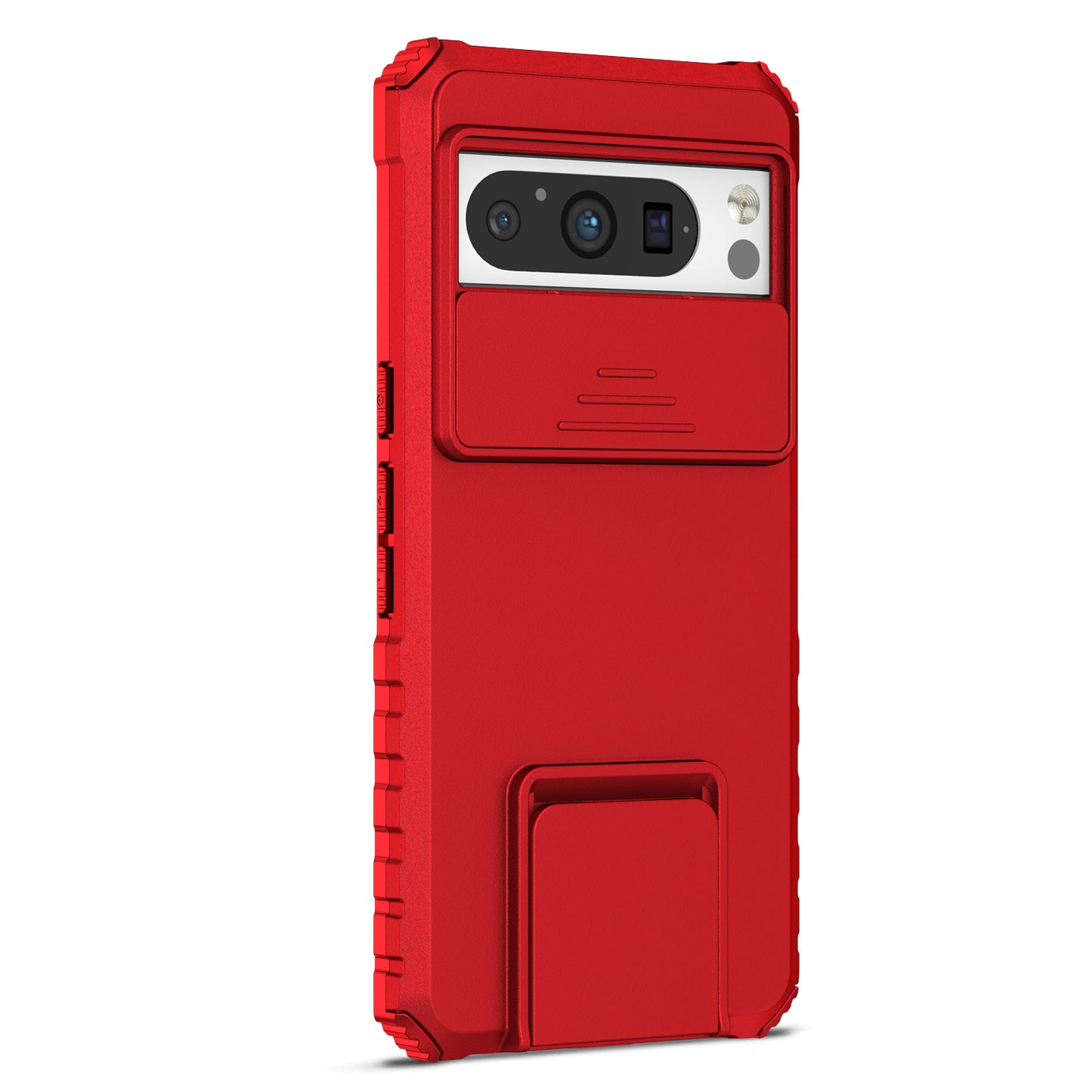 Uniqkart for Google Pixel 8 Pro PC + TPU Phone Protector with Slide Camera Cover Kickstand Case - Red