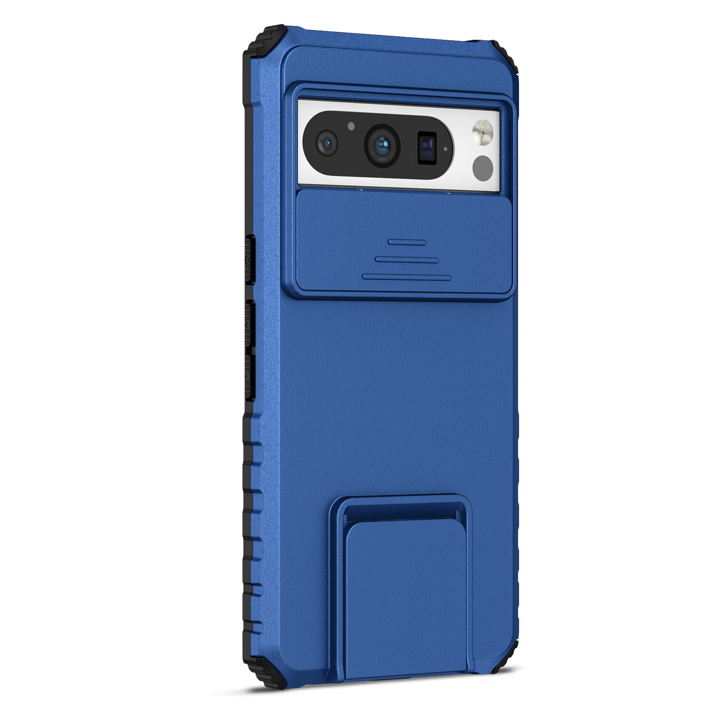 Uniqkart for Google Pixel 8 Pro PC + TPU Phone Protector with Slide Camera Cover Kickstand Case - Blue