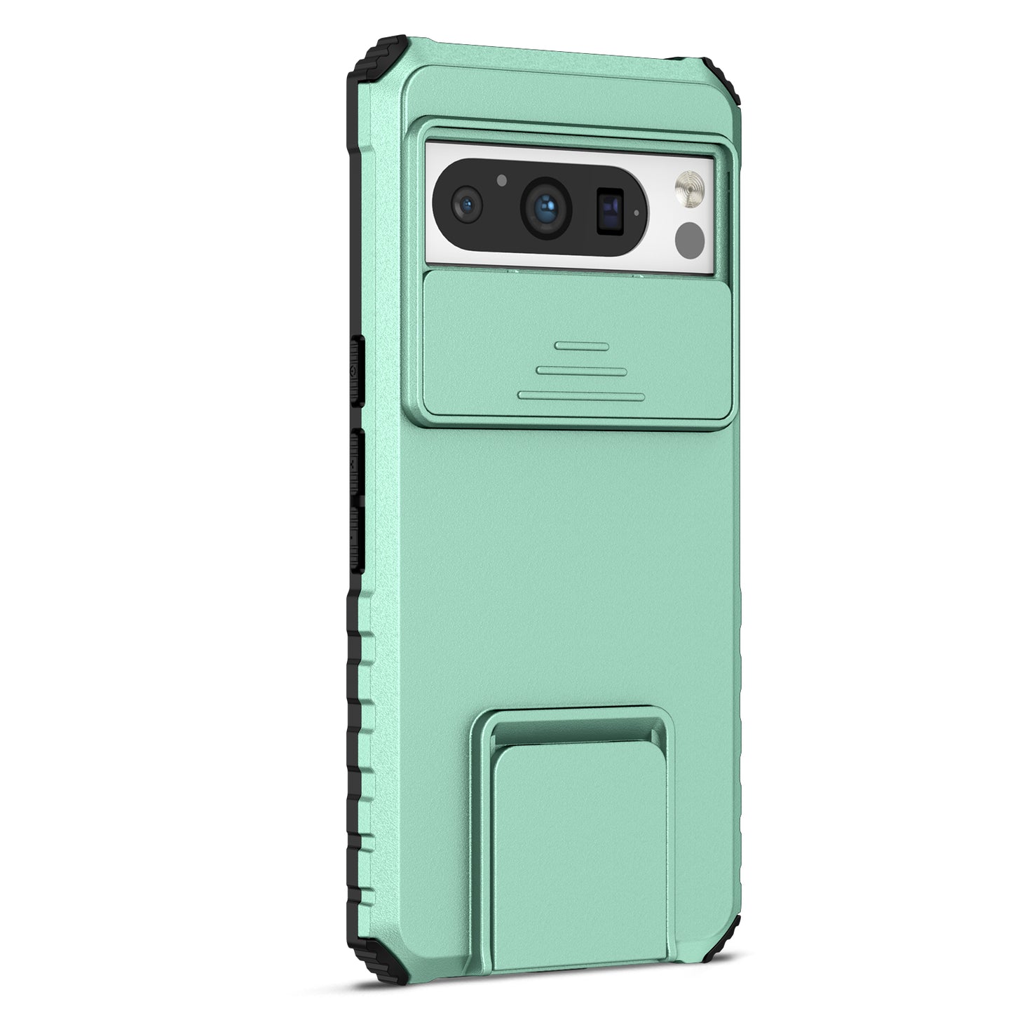 Uniqkart for Google Pixel 8 Pro PC + TPU Phone Protector with Slide Camera Cover Kickstand Case - Baby Blue