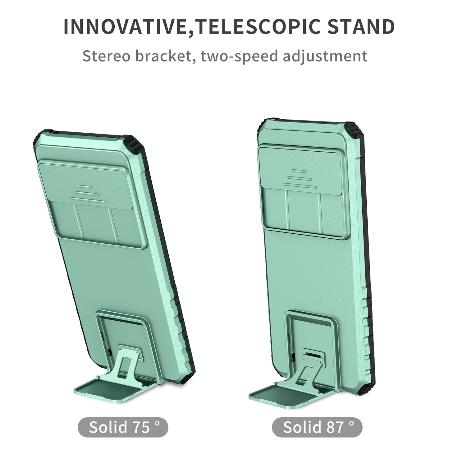 Uniqkart for Google Pixel 8 Pro PC + TPU Phone Protector with Slide Camera Cover Kickstand Case - Baby Blue