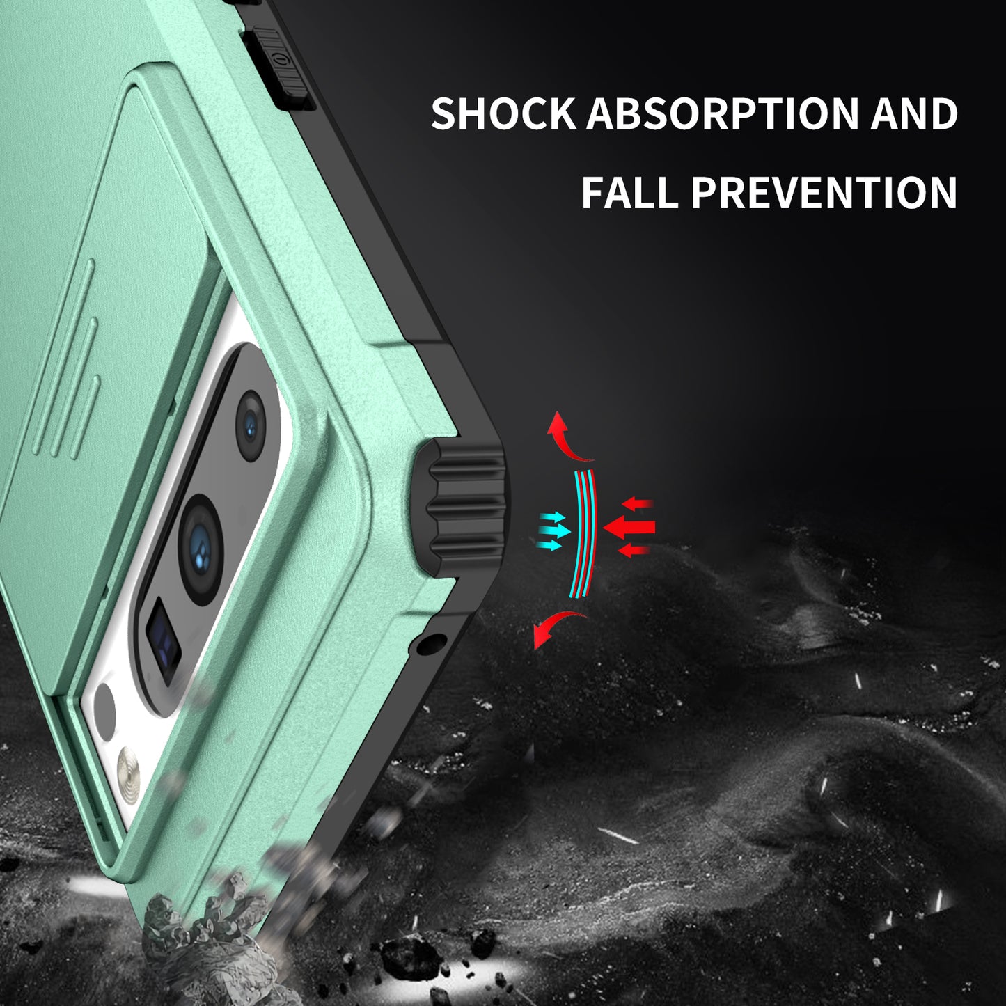 Uniqkart for Google Pixel 8 Pro PC + TPU Phone Protector with Slide Camera Cover Kickstand Case - Baby Blue