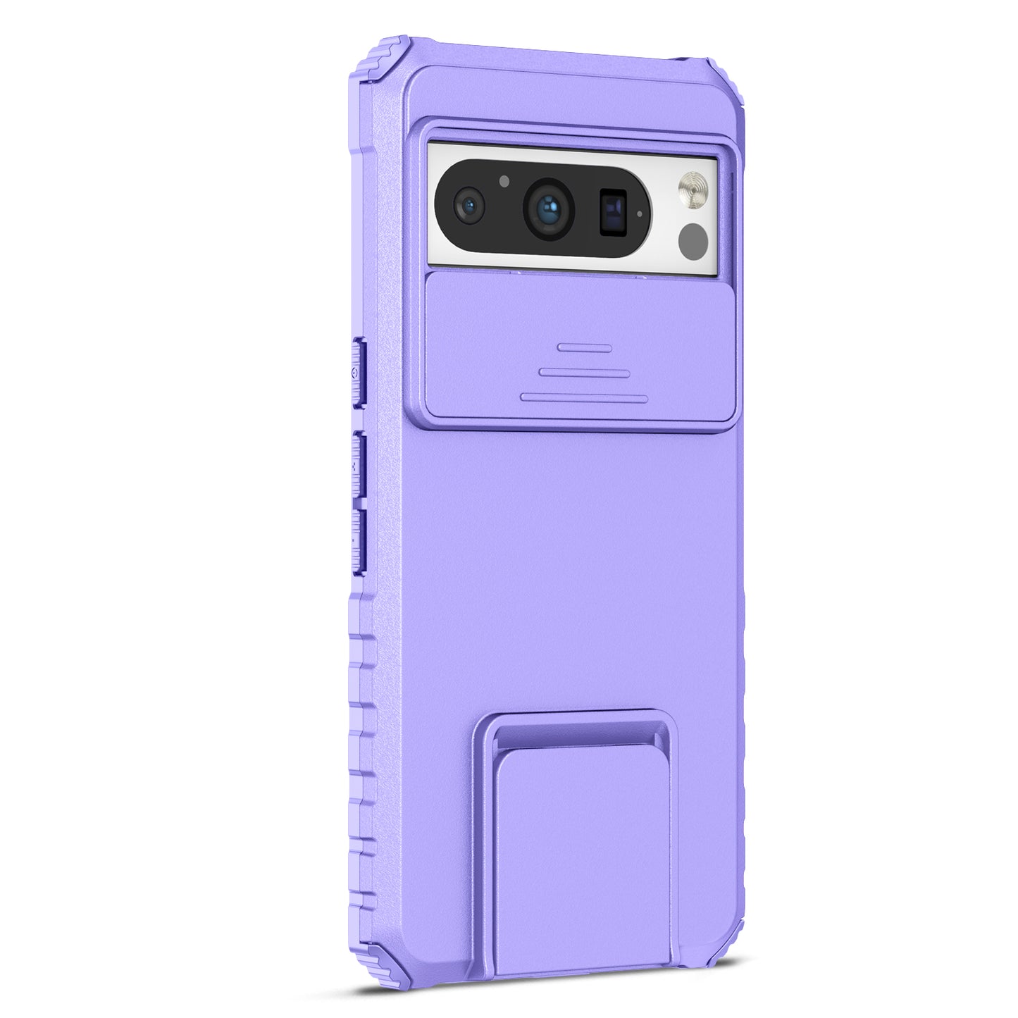 Uniqkart for Google Pixel 8 Pro PC + TPU Phone Protector with Slide Camera Cover Kickstand Case - Purple
