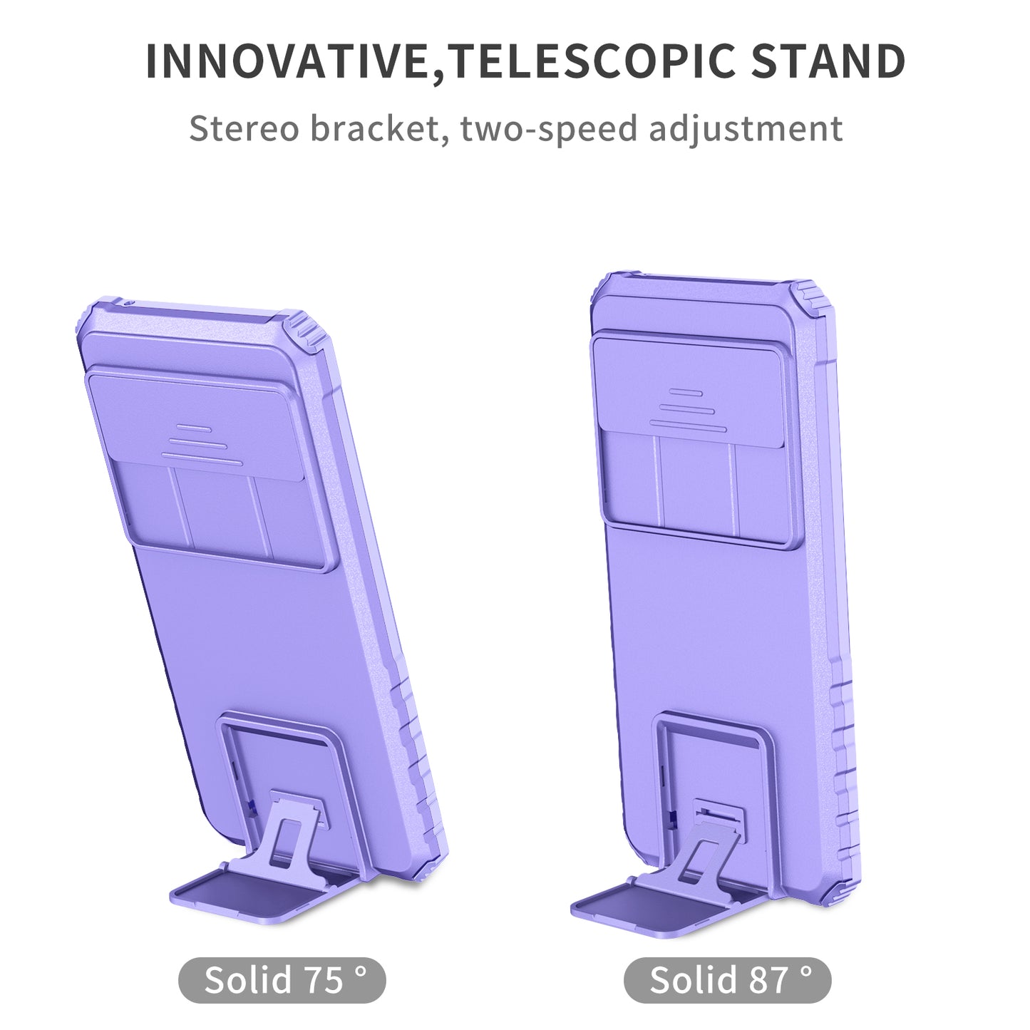 Uniqkart for Google Pixel 8 Pro PC + TPU Phone Protector with Slide Camera Cover Kickstand Case - Purple