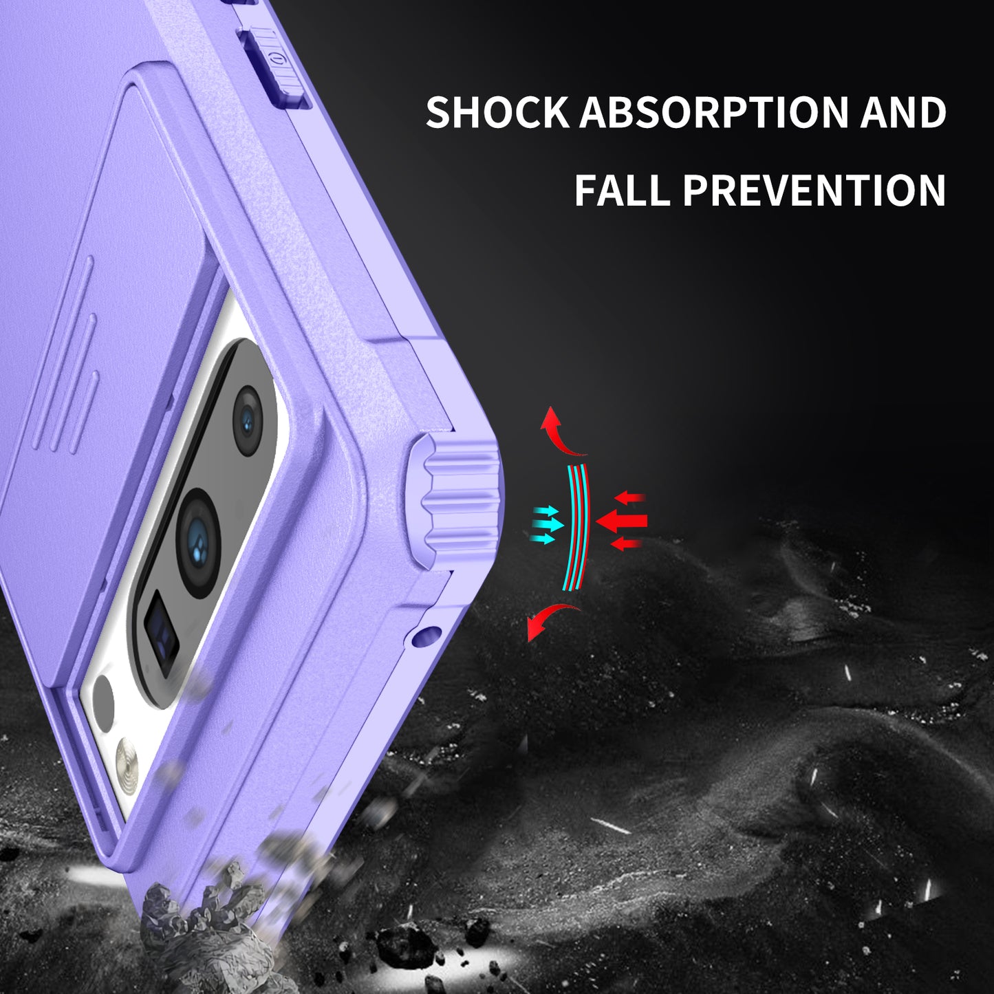 Uniqkart for Google Pixel 8 Pro PC + TPU Phone Protector with Slide Camera Cover Kickstand Case - Purple