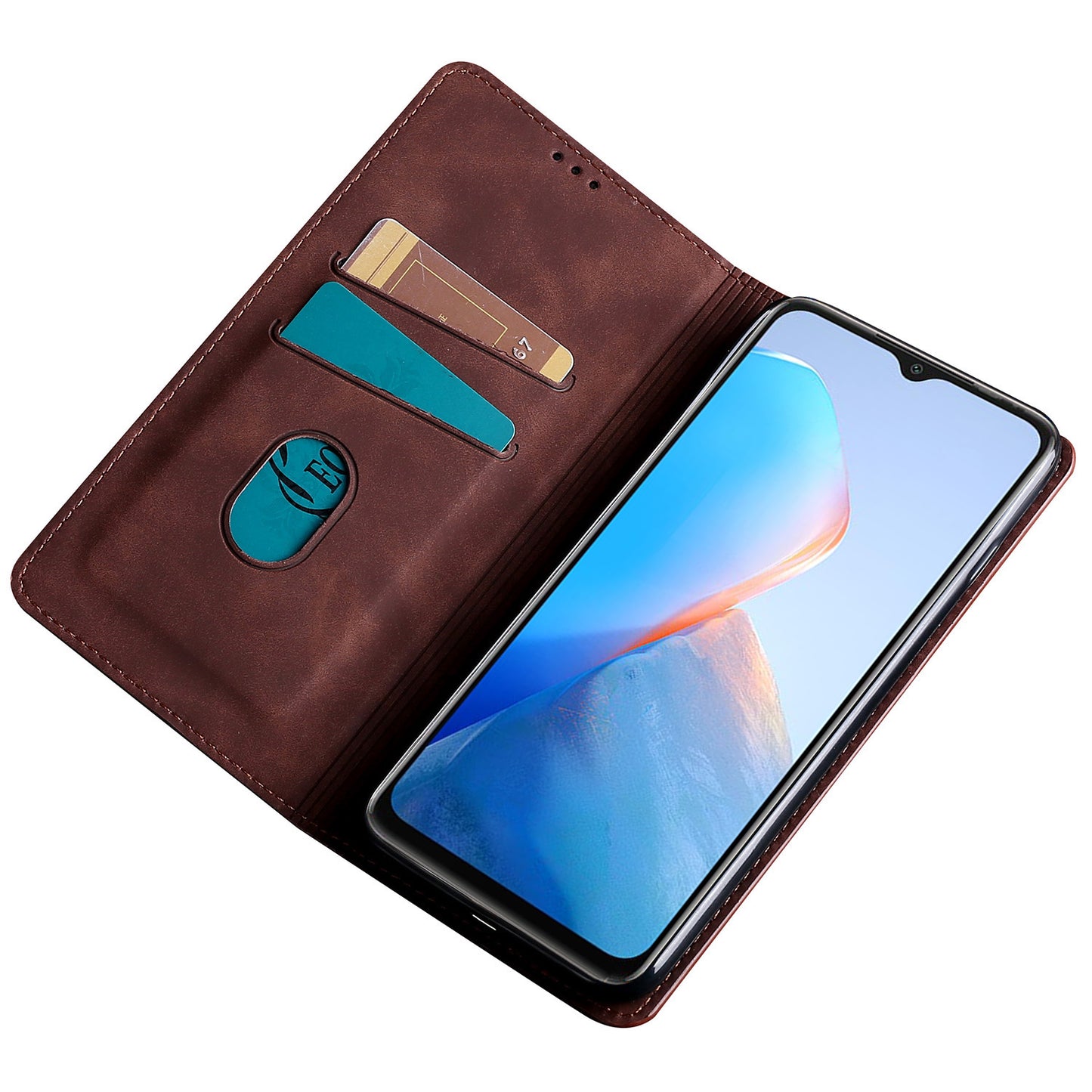 Uniqkart for Infinix Hot 30i Stand PU Leather Case Skin-touch Phone Cover with Card Holder - Dark Brown
