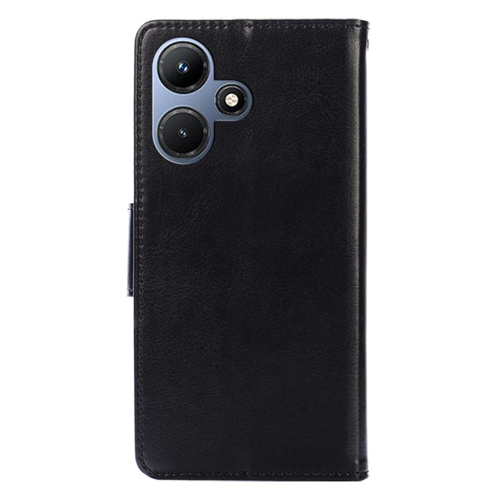 Uniqkart for Infinix Hot 30i Textured PU Leather Wallet Stand Case Anti-scratch Phone Cover - Black