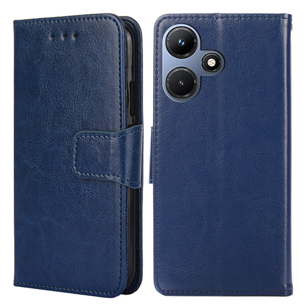 Uniqkart for Infinix Hot 30i Textured PU Leather Wallet Stand Case Anti-scratch Phone Cover - Sapphire