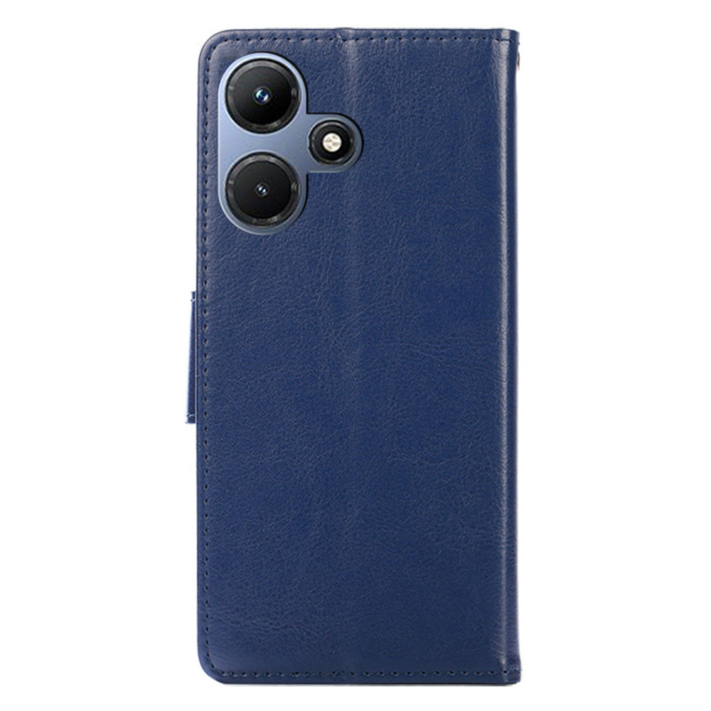 Uniqkart for Infinix Hot 30i Textured PU Leather Wallet Stand Case Anti-scratch Phone Cover - Sapphire