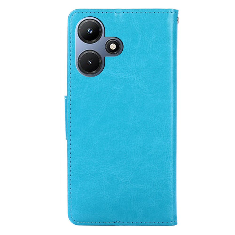 Uniqkart for Infinix Hot 30i Textured PU Leather Wallet Stand Case Anti-scratch Phone Cover - Baby Blue