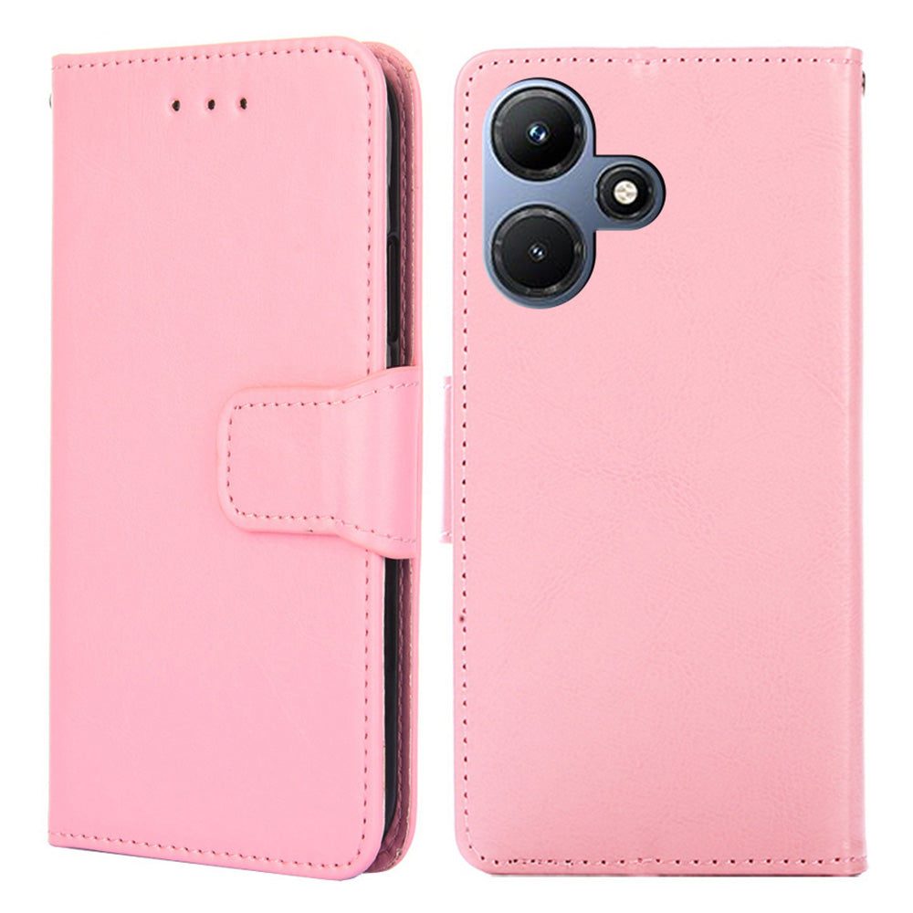 Uniqkart for Infinix Hot 30i Textured PU Leather Wallet Stand Case Anti-scratch Phone Cover - Pink