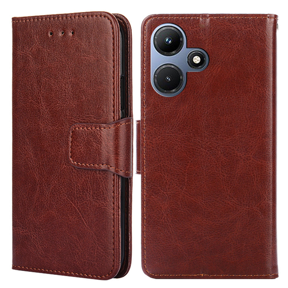 Uniqkart for Infinix Hot 30i Textured PU Leather Wallet Stand Case Anti-scratch Phone Cover - Brown