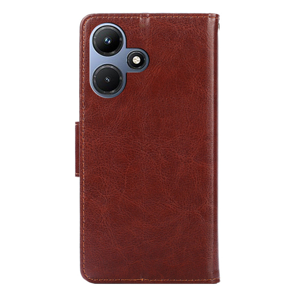 Uniqkart for Infinix Hot 30i Textured PU Leather Wallet Stand Case Anti-scratch Phone Cover - Brown