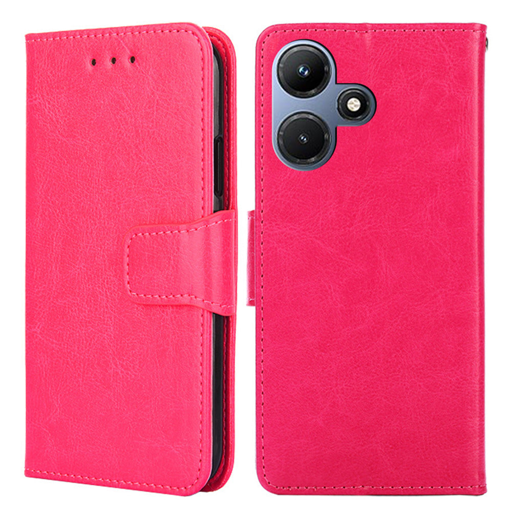 Uniqkart for Infinix Hot 30i Textured PU Leather Wallet Stand Case Anti-scratch Phone Cover - Rose