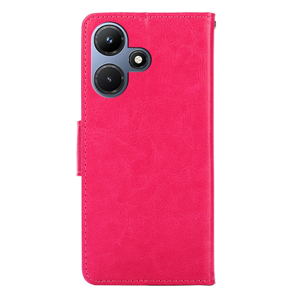 Uniqkart for Infinix Hot 30i Textured PU Leather Wallet Stand Case Anti-scratch Phone Cover - Rose