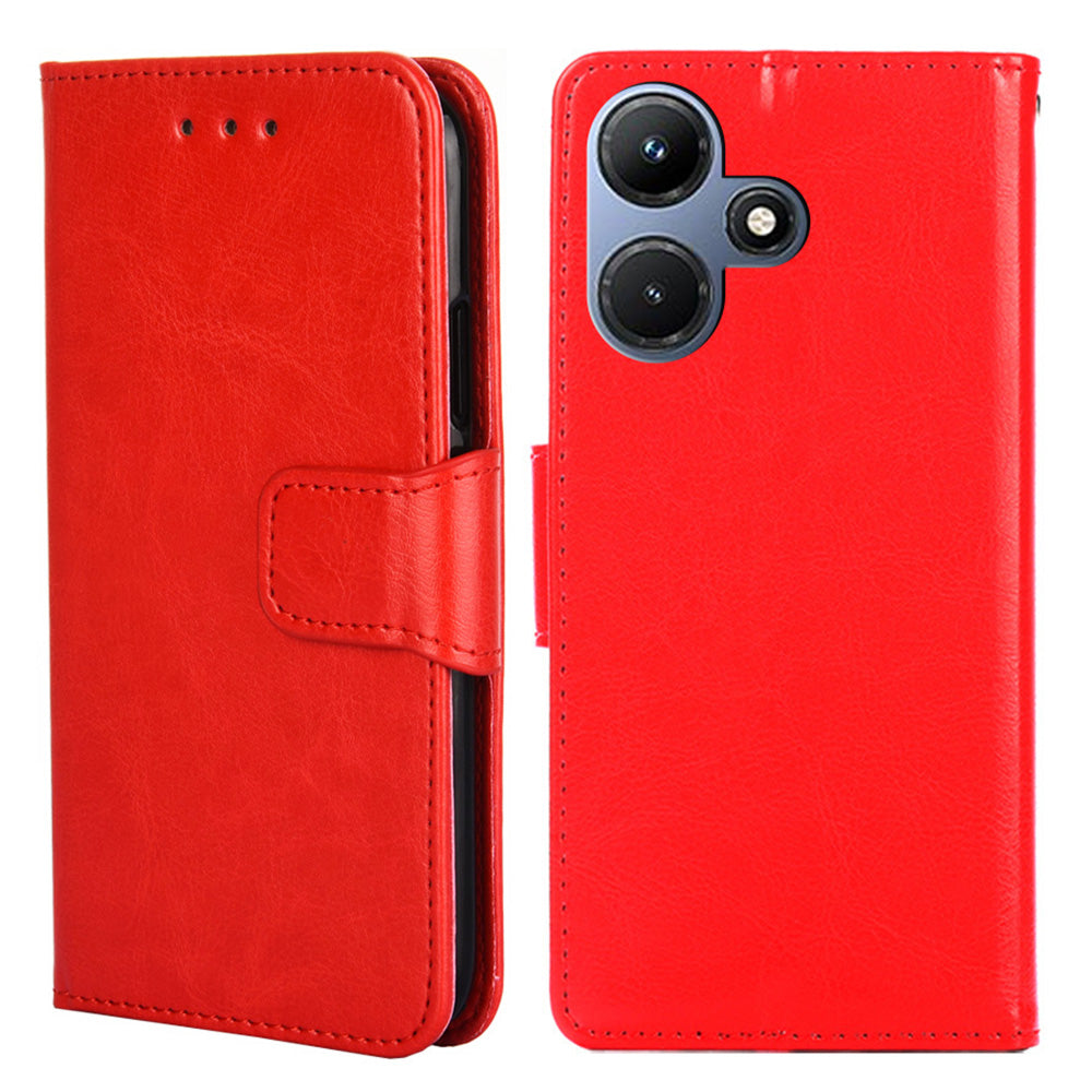 Uniqkart for Infinix Hot 30i Textured PU Leather Wallet Stand Case Anti-scratch Phone Cover - Red