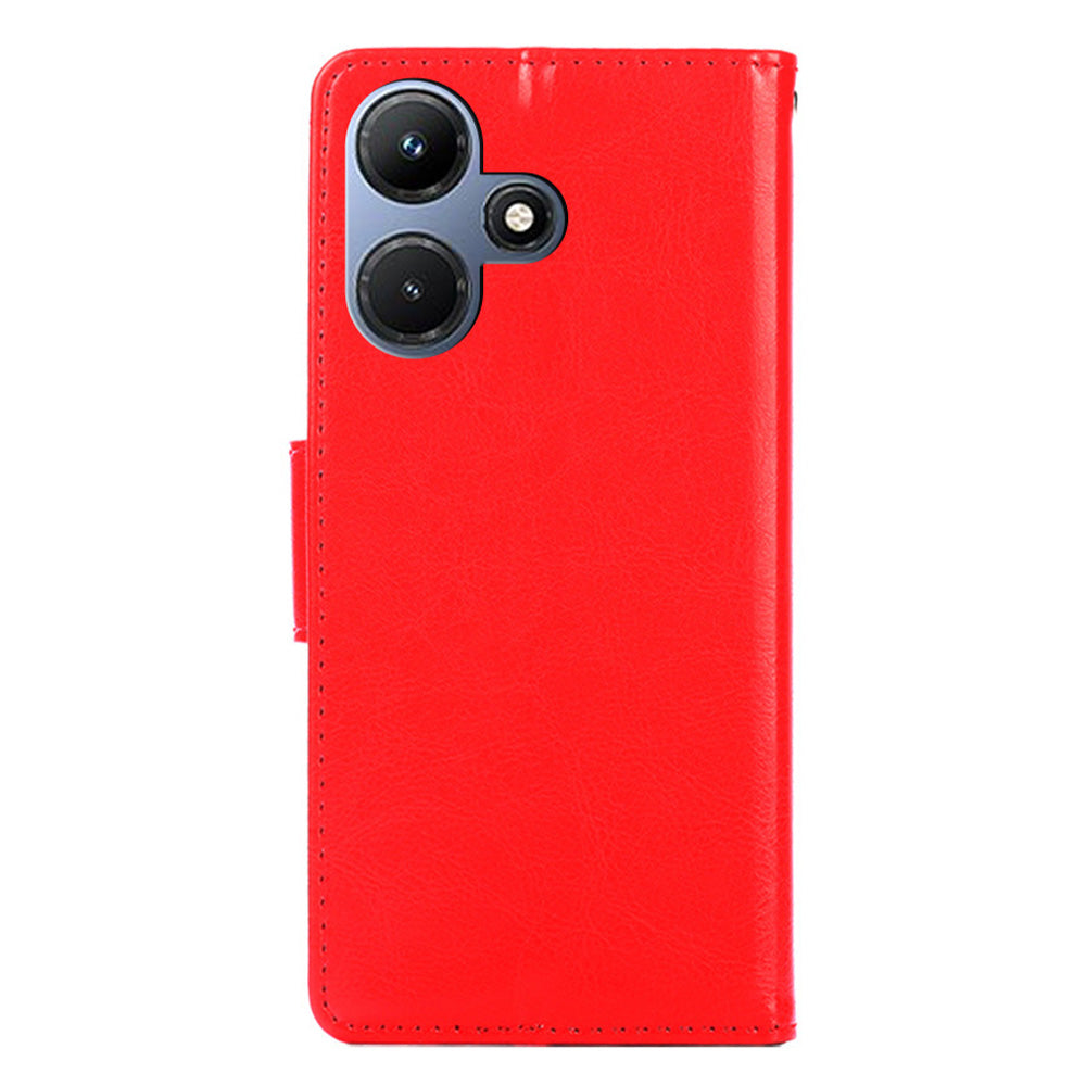 Uniqkart for Infinix Hot 30i Textured PU Leather Wallet Stand Case Anti-scratch Phone Cover - Red