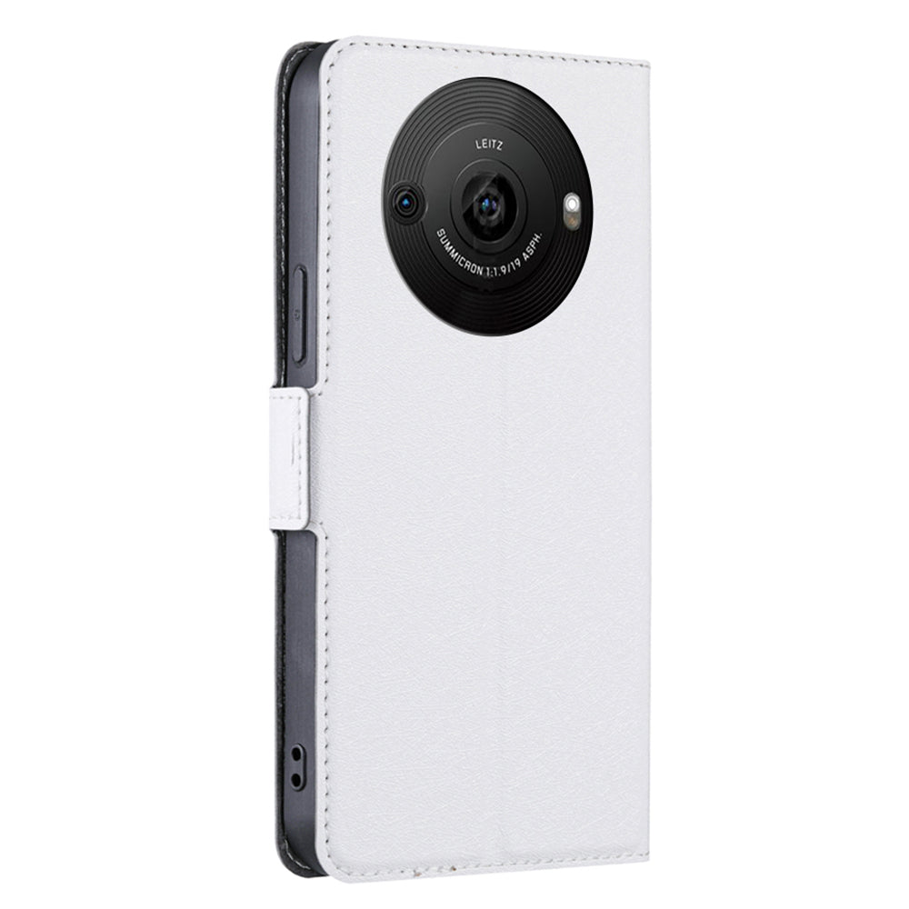 Uniqkart for Sharp Aquos R8 Pro SH-51D PU Leather Stand Phone Cover Card Holder Anti-drop Case - White