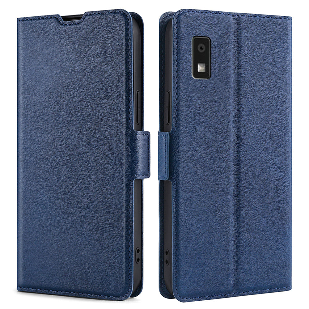 Uniqkart for Sharp Aquos Wish3 PU Leather Stand Case Full Protection Phone Cover with Card Holder - Blue