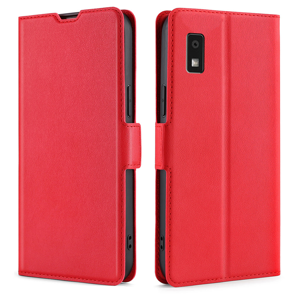 Uniqkart for Sharp Aquos Wish3 PU Leather Stand Case Full Protection Phone Cover with Card Holder - Red
