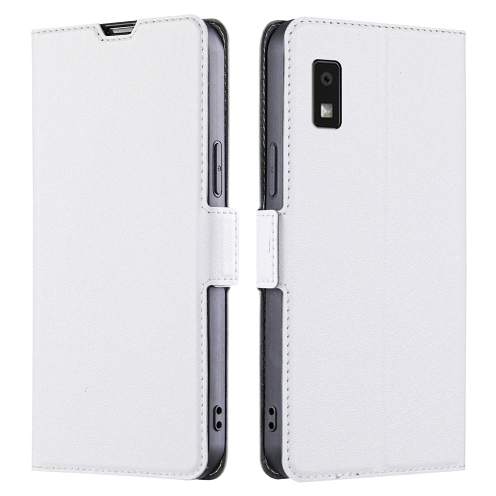 Uniqkart for Sharp Aquos Wish3 PU Leather Stand Case Full Protection Phone Cover with Card Holder - White