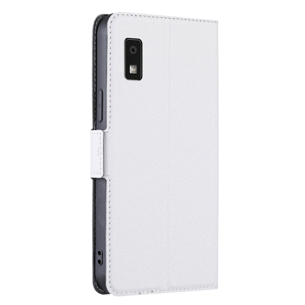 Uniqkart for Sharp Aquos Wish3 PU Leather Stand Case Full Protection Phone Cover with Card Holder - White
