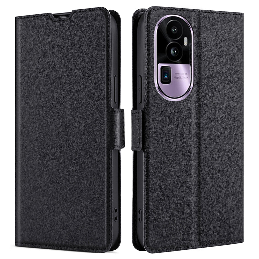 Uniqkart for Oppo Reno10 Pro+ 5G Card Slot Design Stand Phone Case PU Leather Shockproof Cover - Black