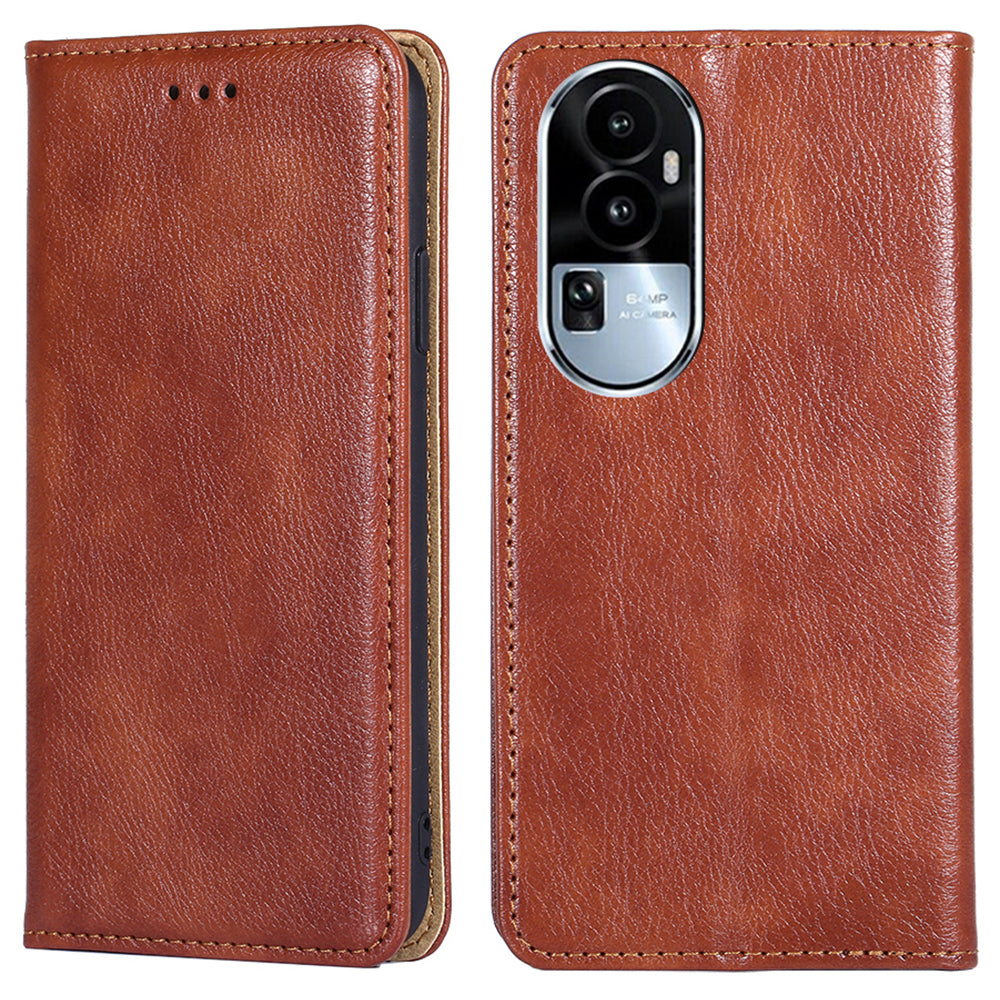 Uniqkart for Oppo Reno10 5G Shockproof Phone Case Stand Wallet PU Leather + TPU Phone Shell Cover - Brown