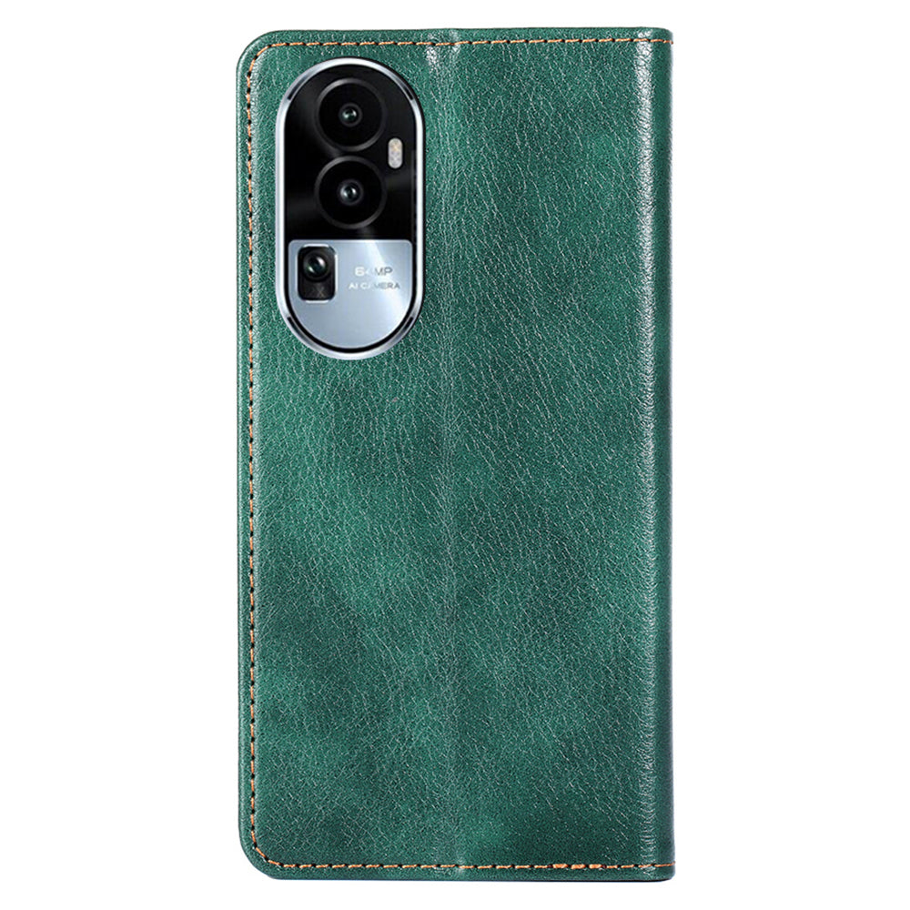 Uniqkart for Oppo Reno10 5G Shockproof Phone Case Stand Wallet PU Leather + TPU Phone Shell Cover - Green
