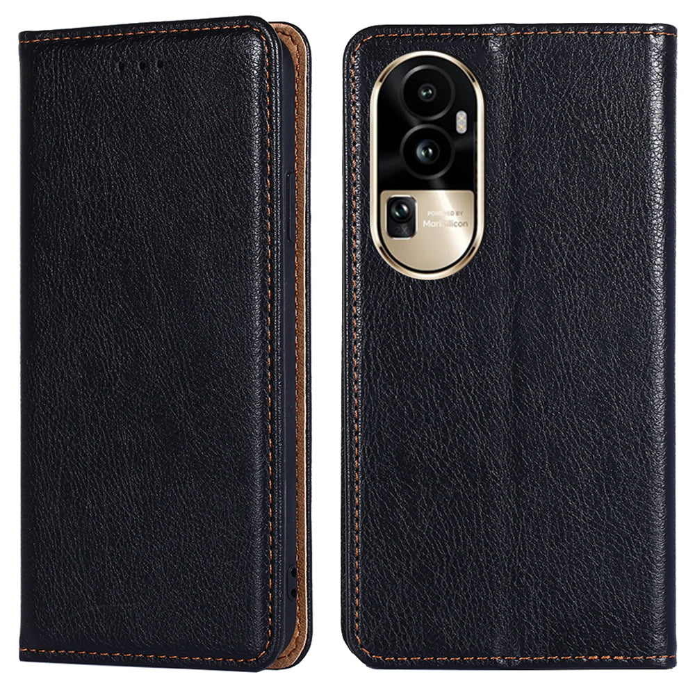 Uniqkart for Oppo Reno10 Pro 5G PU Leather + TPU Flip Cover Shockproof Phone Case with Stand Wallet - Black