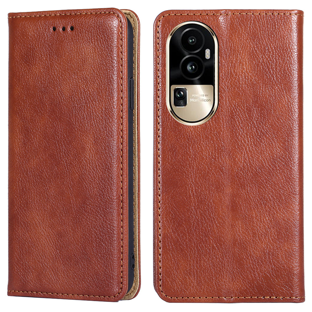 Uniqkart for Oppo Reno10 Pro 5G PU Leather + TPU Flip Cover Shockproof Phone Case with Stand Wallet - Brown