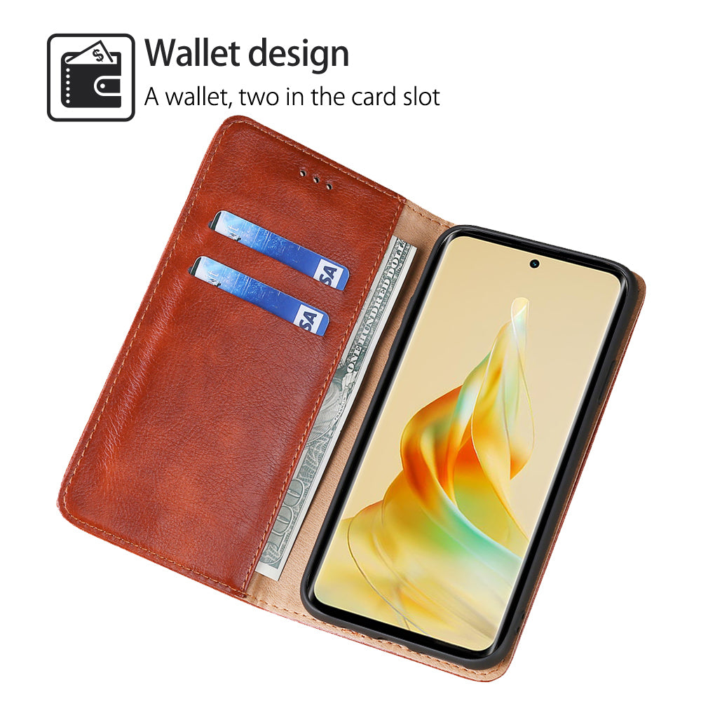 Uniqkart for Oppo Reno10 Pro 5G PU Leather + TPU Flip Cover Shockproof Phone Case with Stand Wallet - Brown